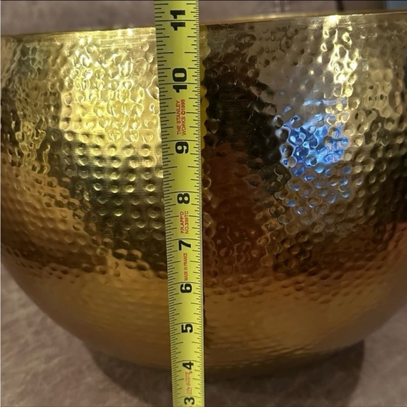 World Market Gold Hammered Floor Planter - Picture 6 of 6